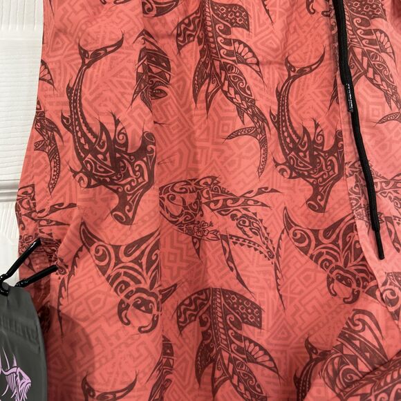 Psycho Tuna Men's XL Swim Trunks Shorts Tribal Fish Print Peach Echo - Picture 4 of 12